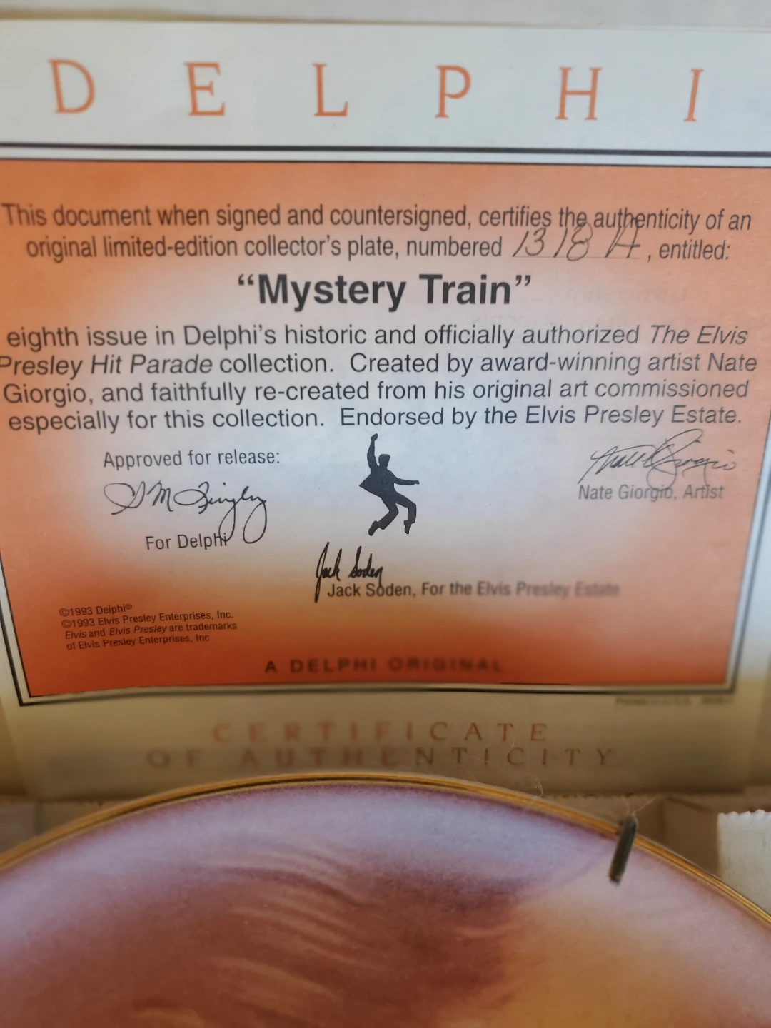 Delphi Elvis Presley "Mystery Train" Collector's Plate - photo 4