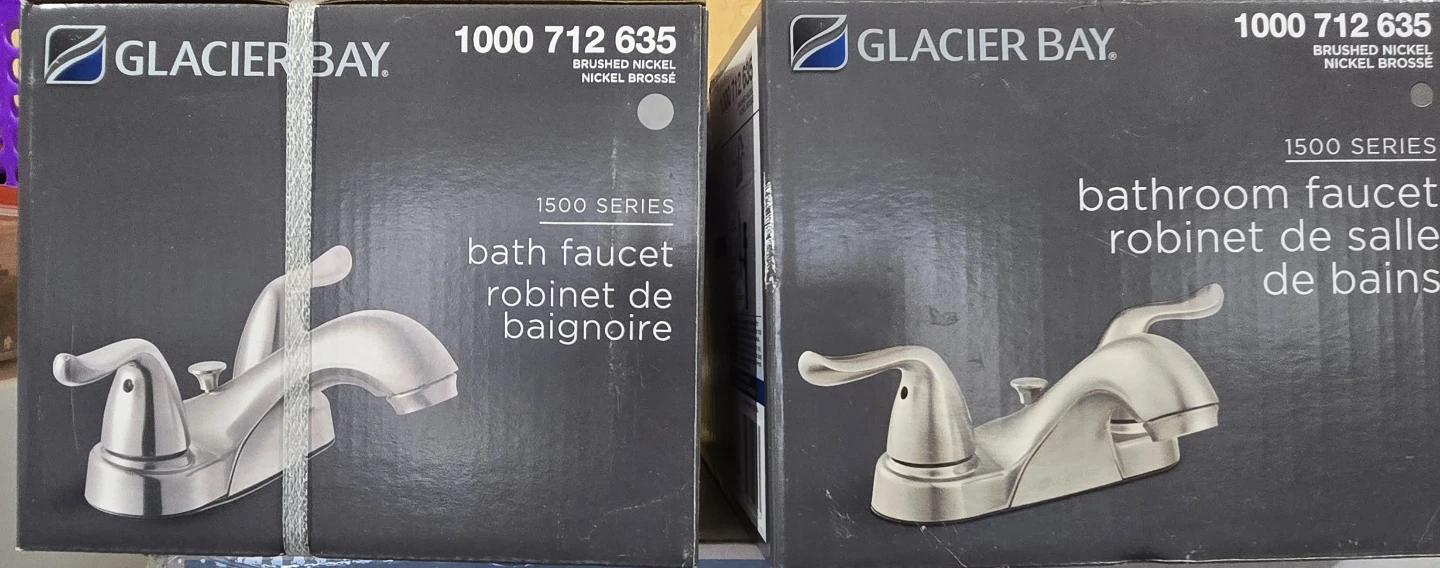 2 - Glacier Bay 1500 Series Brushed Nickel Bathroom Faucets