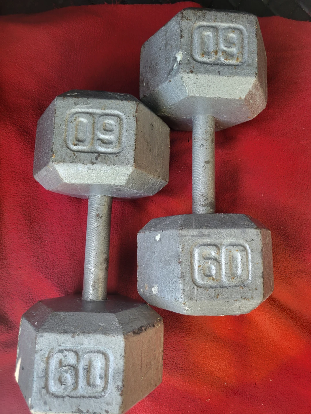 SET OF 60LB.  HEXHEAD DUMBBELLS TOTAL 120LBs