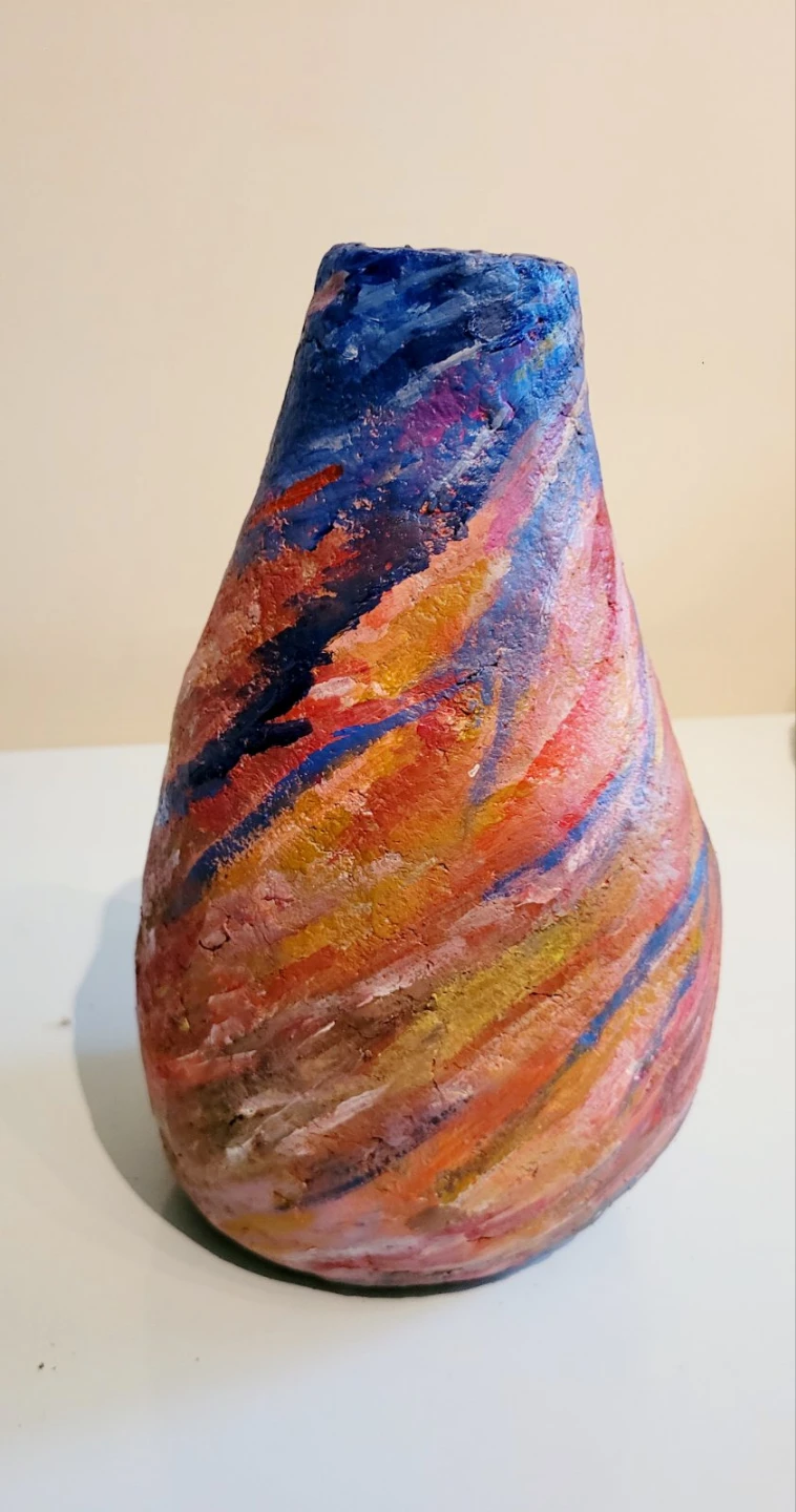 Hand-painted paper clay  Vase with Twig Decor - photo 4