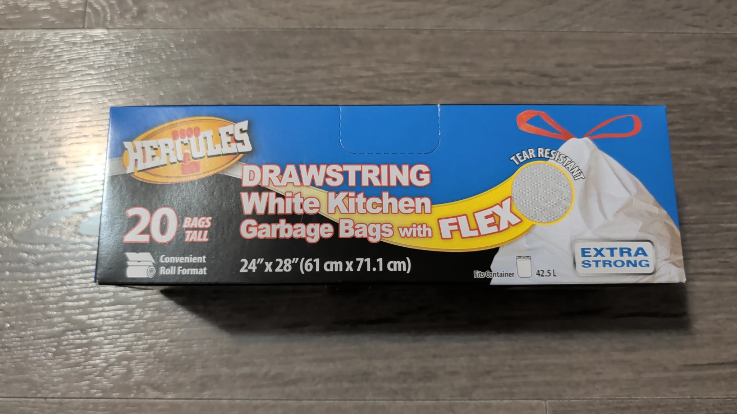 Hercules Drawstring White Kitchen Garbage Bags (20 Bags)