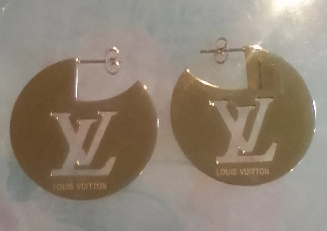 Louis Vuitton Gold Tone Hoop Earrings