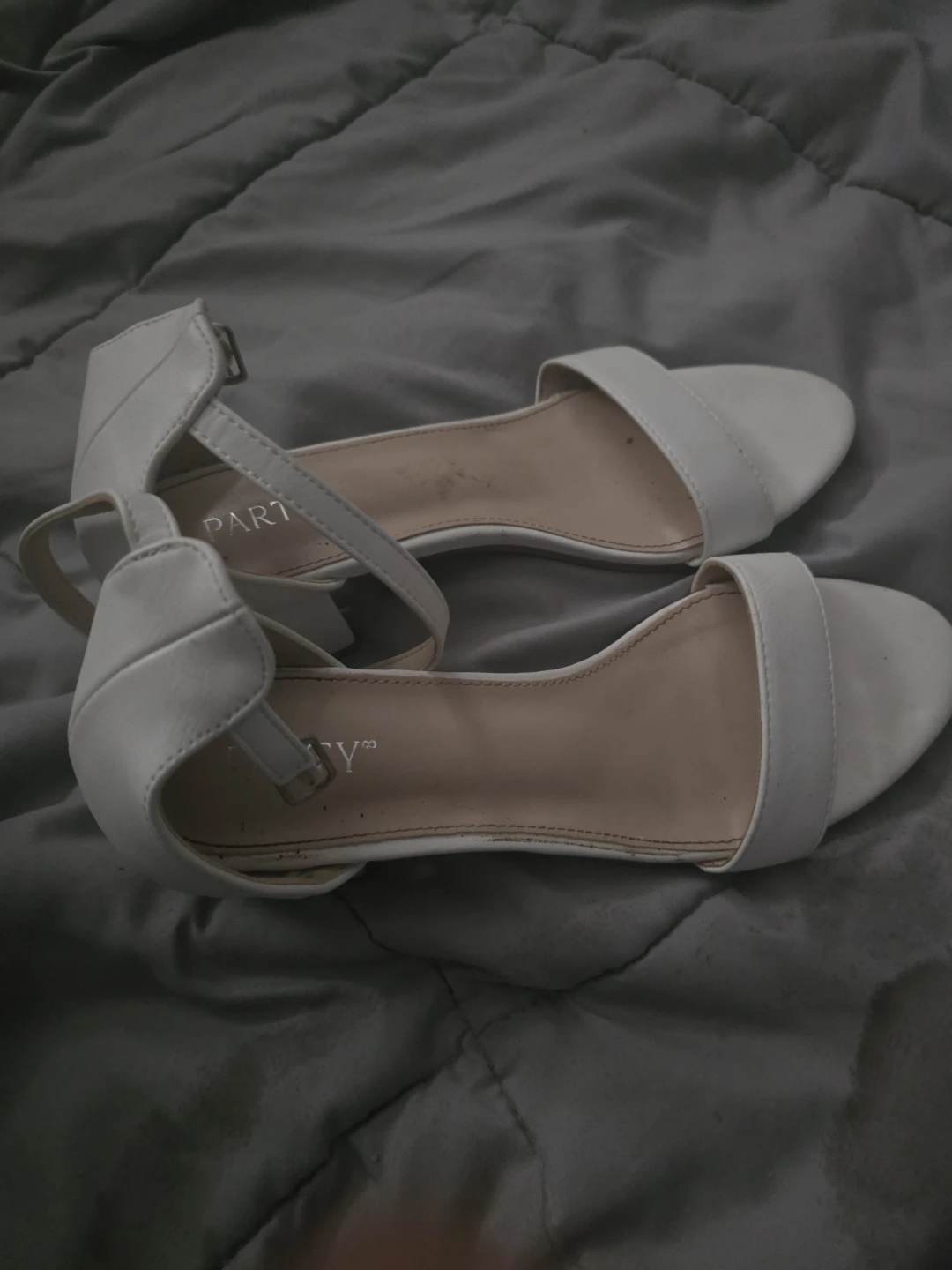 Journee Collection Women's White Ankle Strap Block Heel Sandals