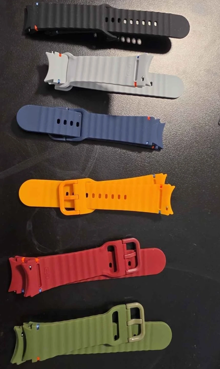 Set of 6 Watch Bands (Black, Grey, Blue, Orange, Red, Green)