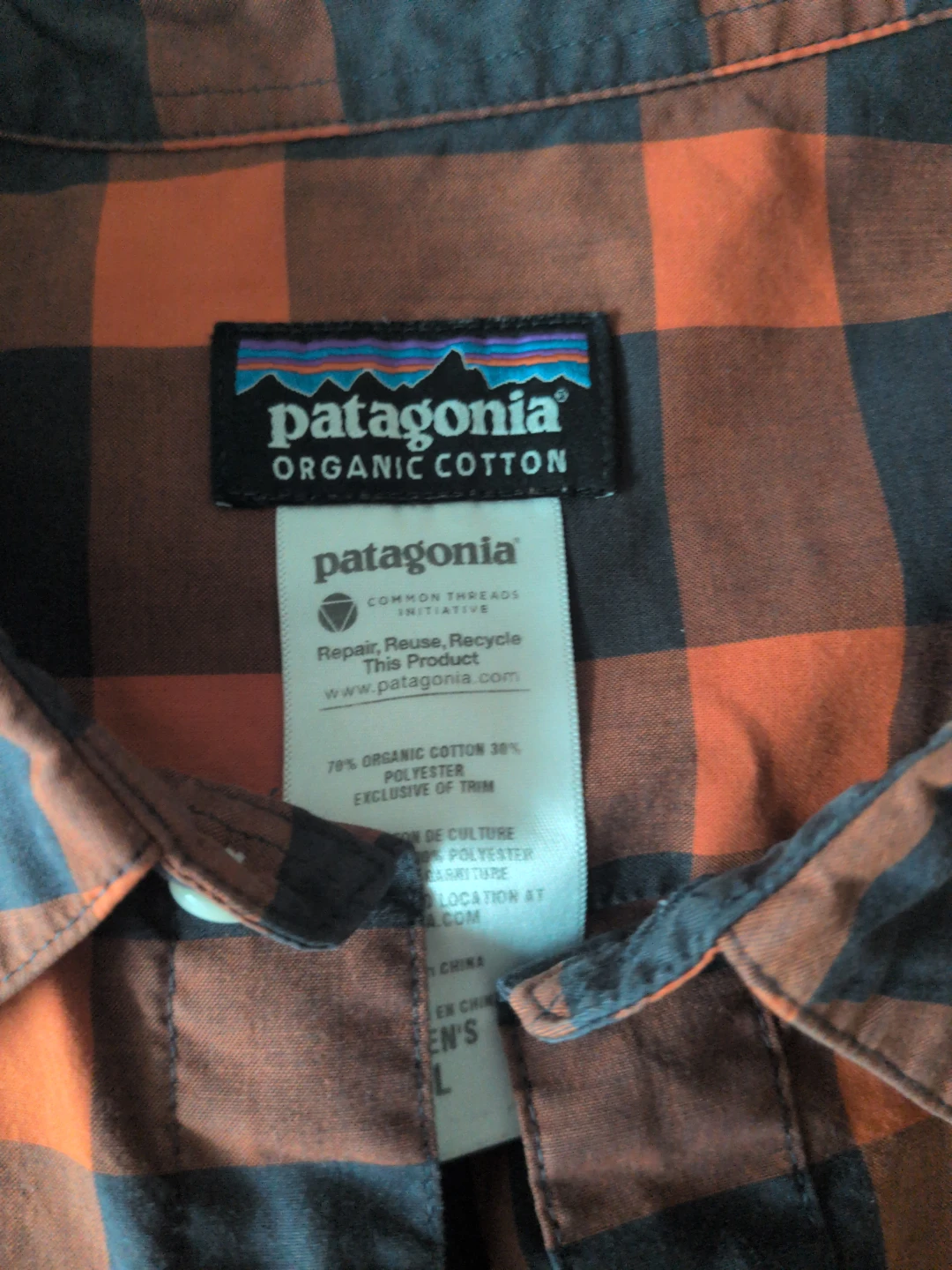Patagonia Organic Cotton Plaid Short Sleeve Shirt Men's L - photo 2