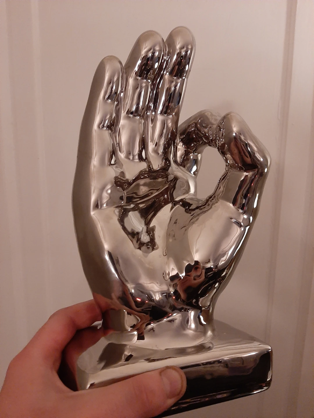 Silver OK Hand Sculpture