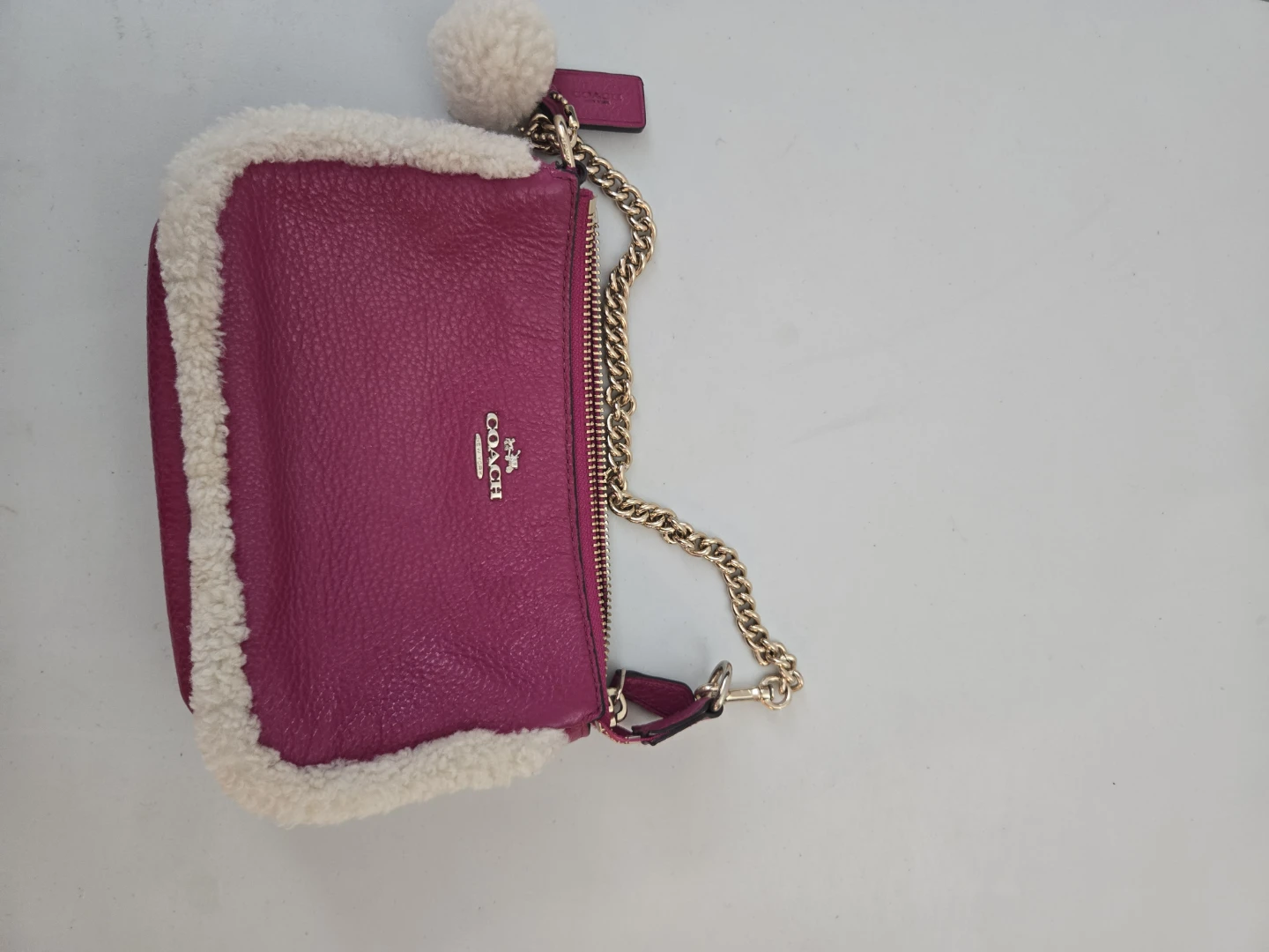 Coach Pink Leather & Sherpa Wristlet Pouch - photo 2