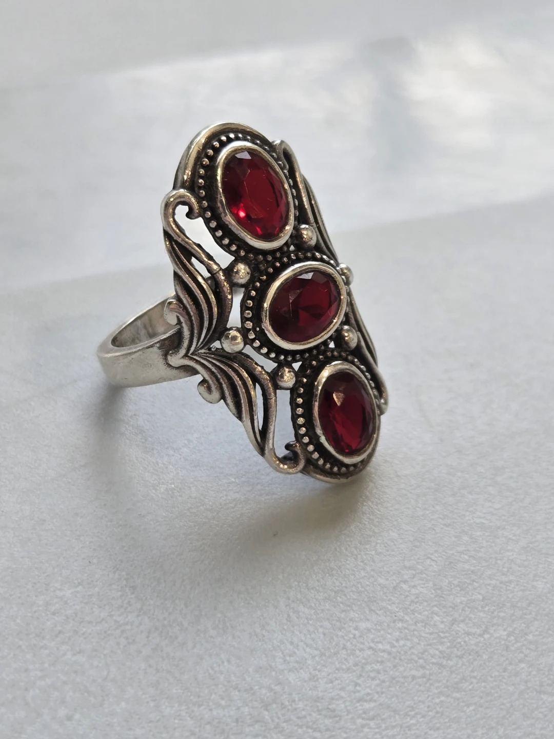 Sterling Silver Ring with Red Stones - photo 3