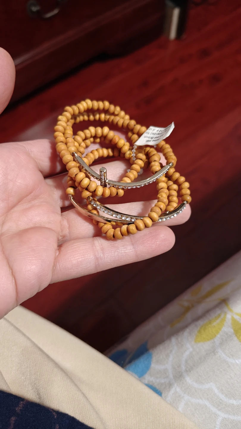 Wooden Bead Bracelet with Cross Charm - photo 4