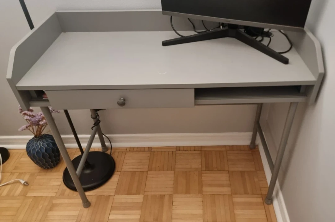 Grey Desk with Sliding Drawer