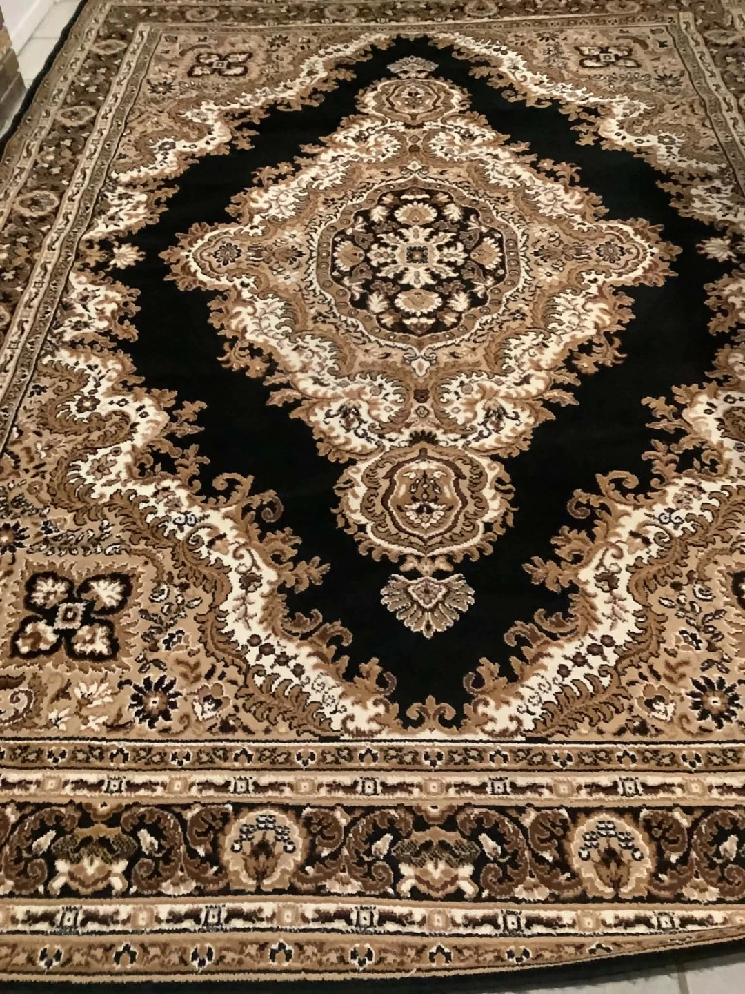 Persian Style Area Rug - Black, Brown, Beige
