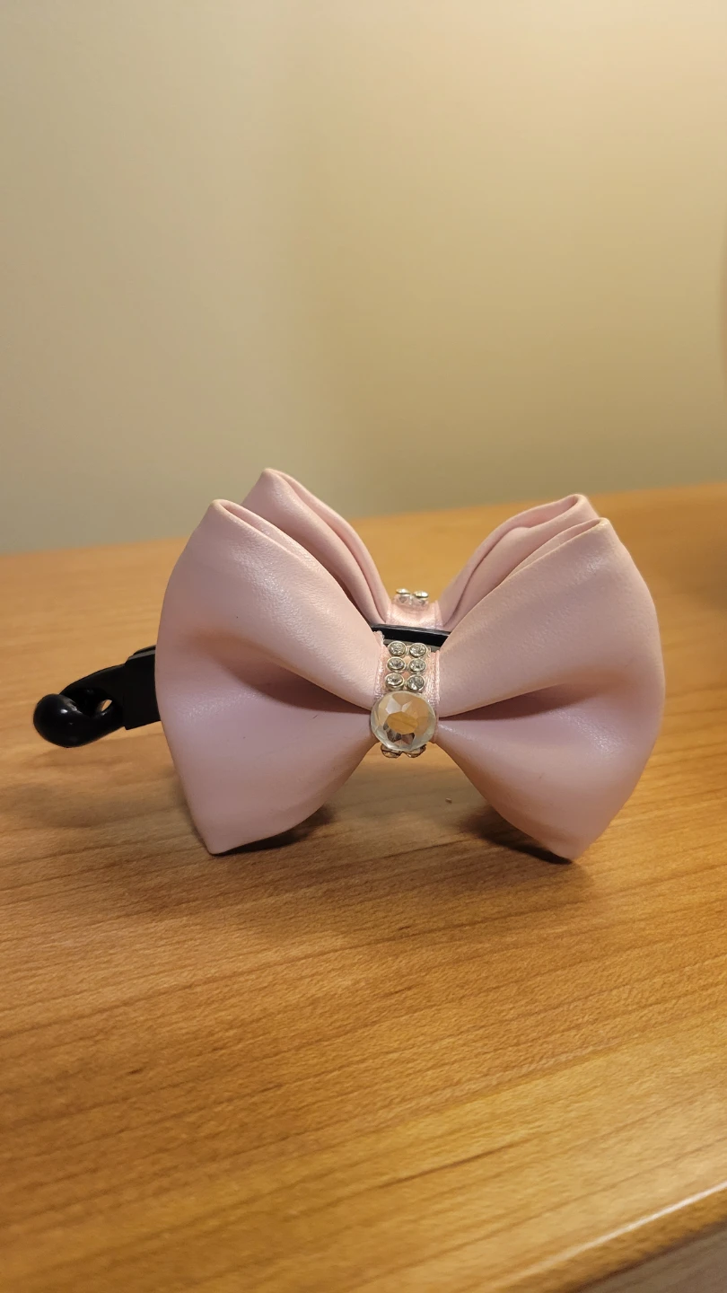 Pink Bow Banana Clip with Rhinestones