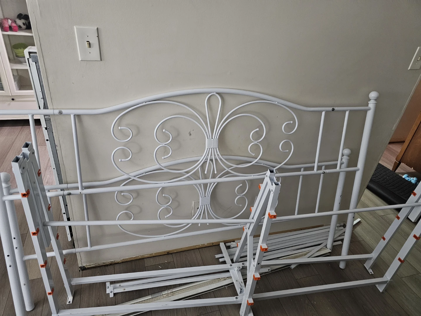White Metal king Bed Frame with Headboard