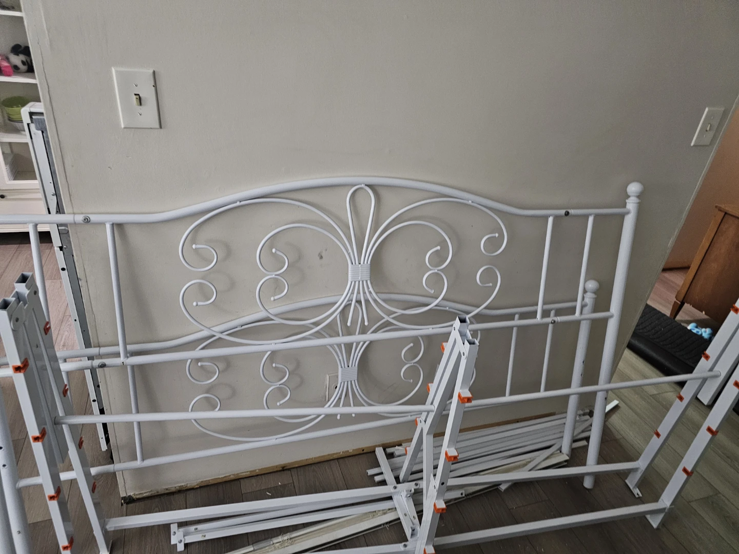 White Metal king Bed Frame with Headboard - photo 2