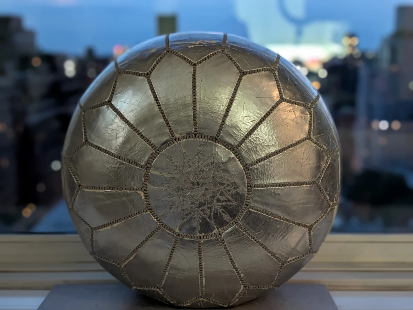 Silver Moroccan Pouf Ottoman - photo 5