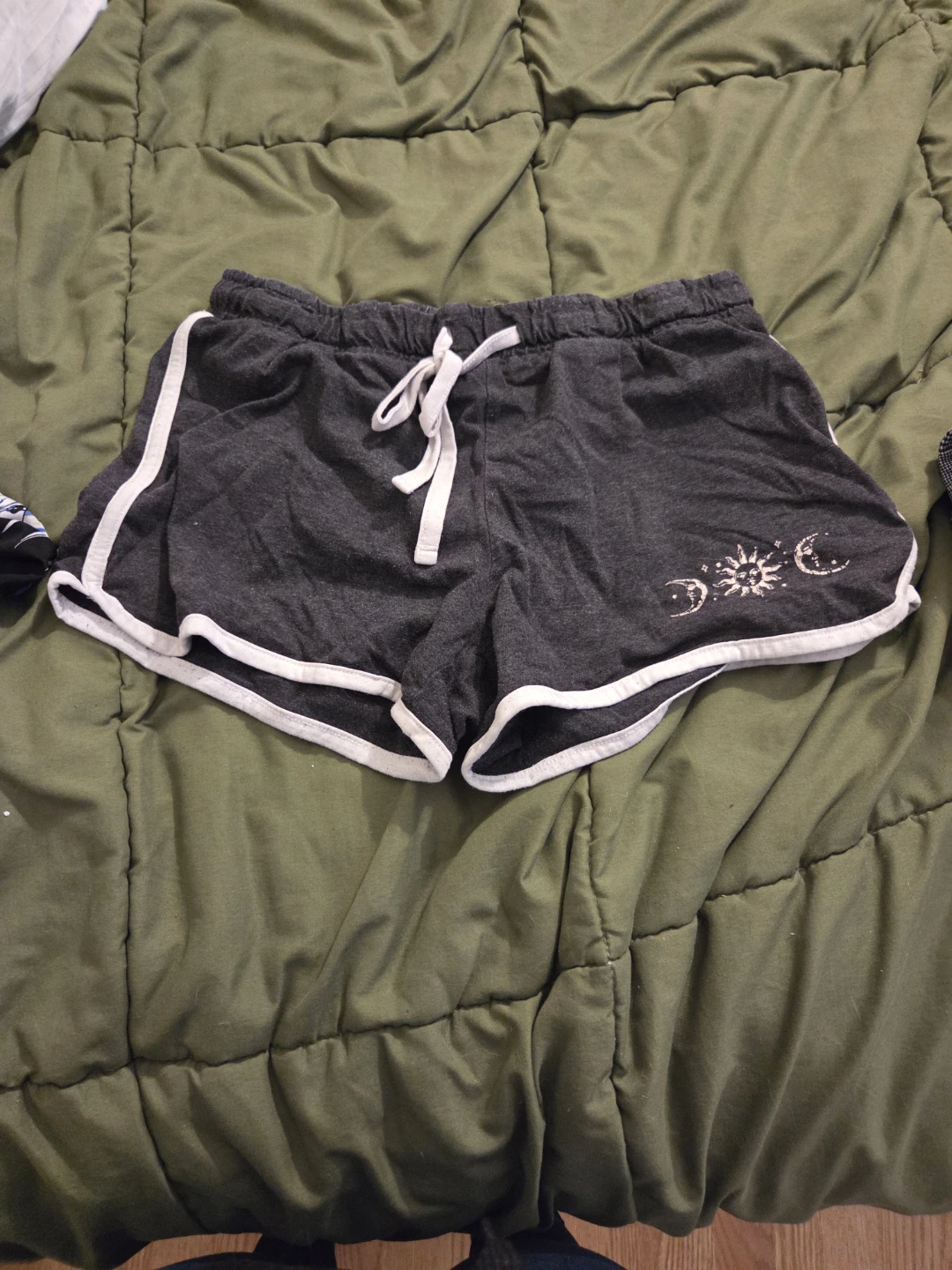 Dark Grey Athletic Shorts with Celestial Print