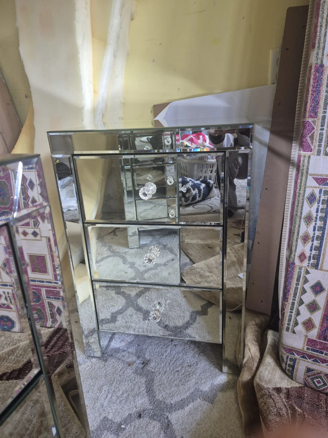 Mirrored 3-Drawer Nightstand