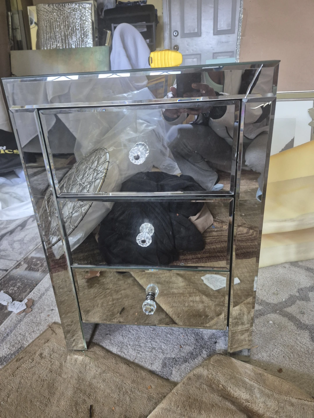 Mirrored 3-Drawer Nightstand - photo 2