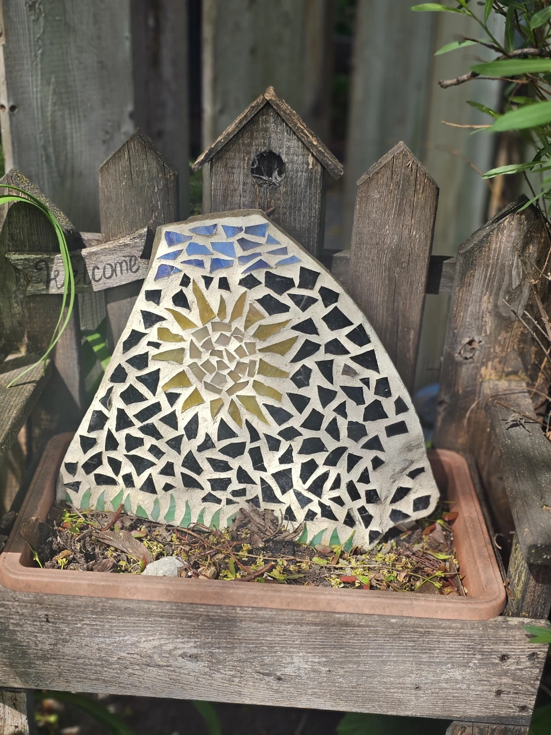 Handmade Mosaic Garden Stone