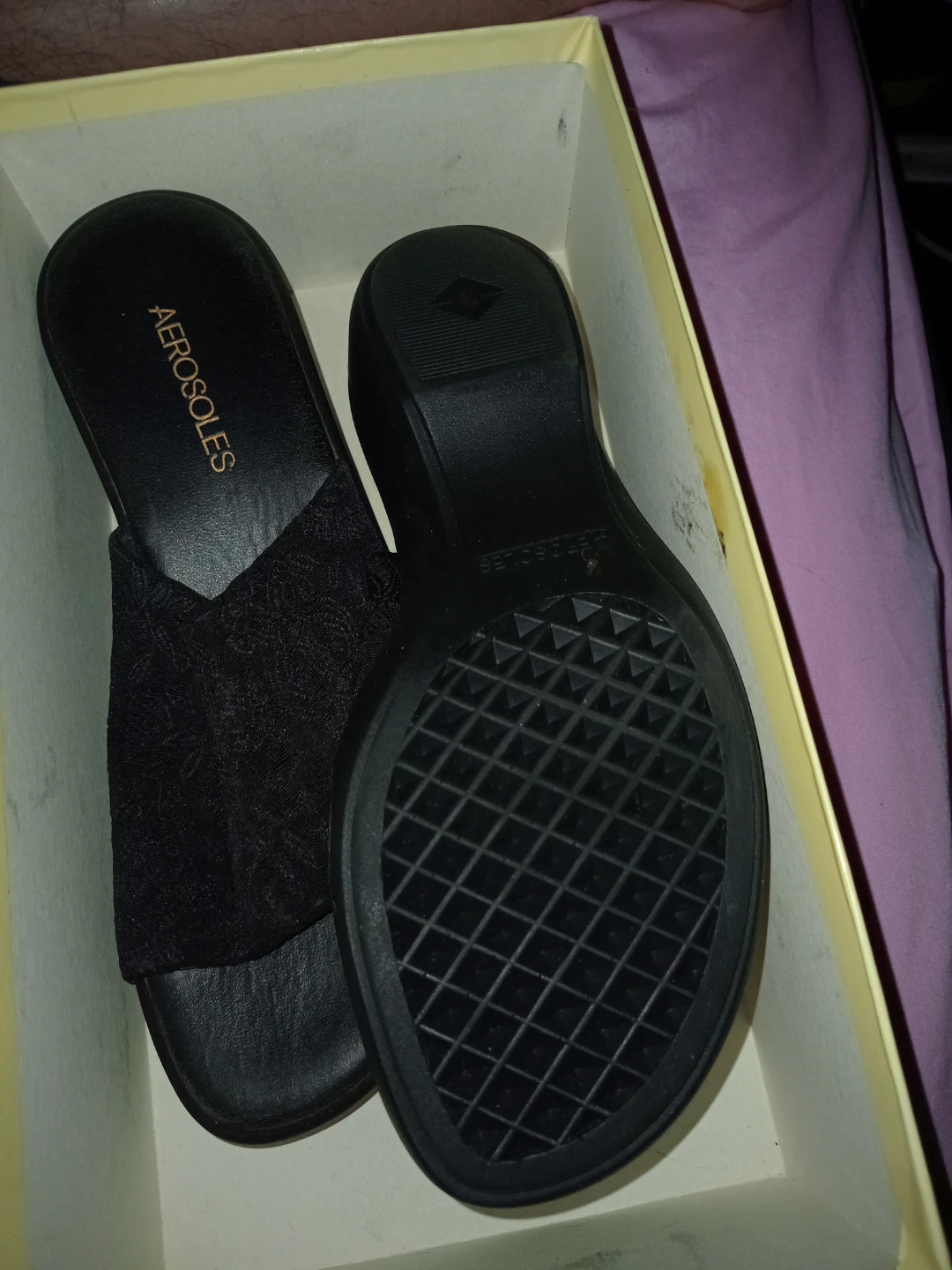 Aerosoles Black Slide Sandals