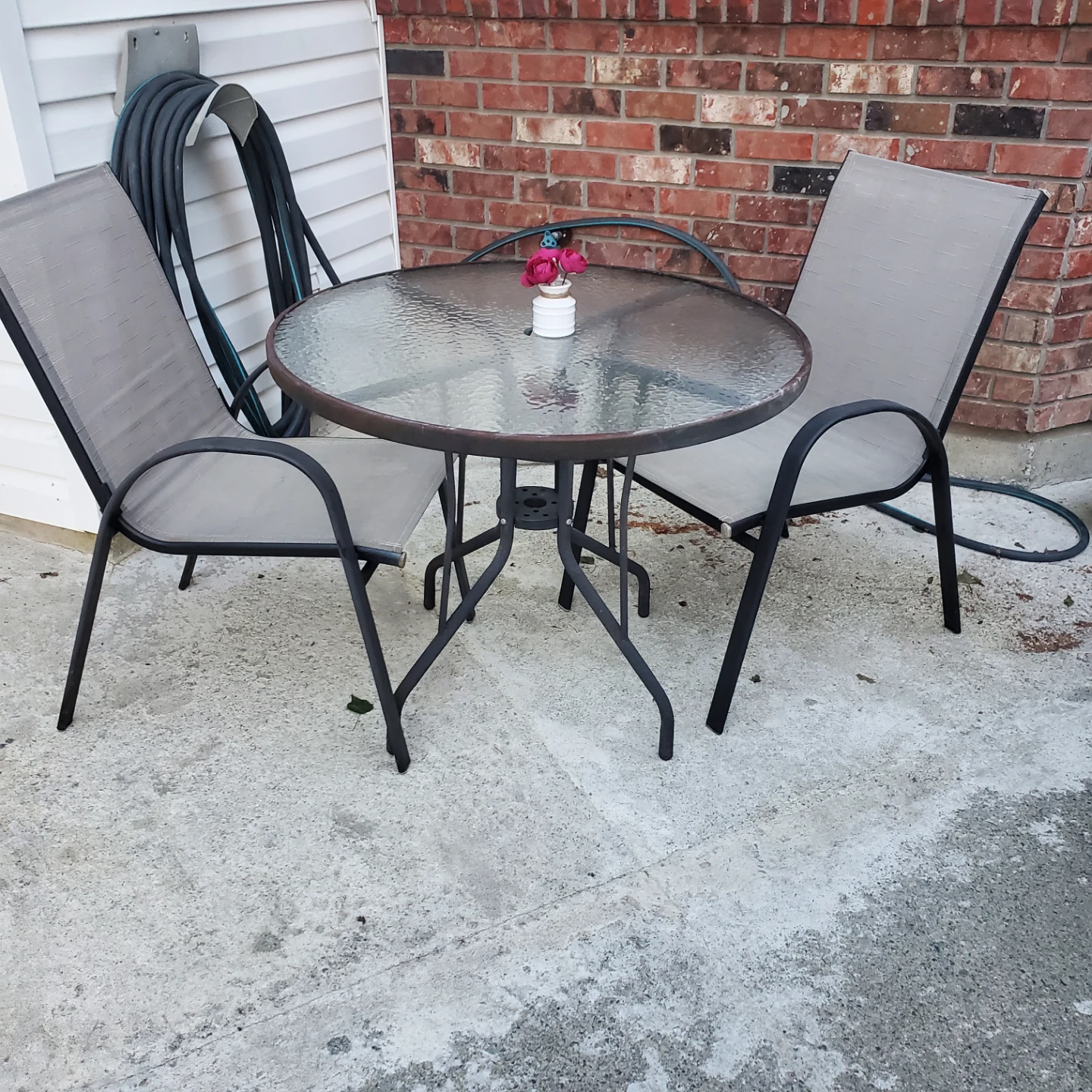 Glass Top Patio Table and Chairs Set