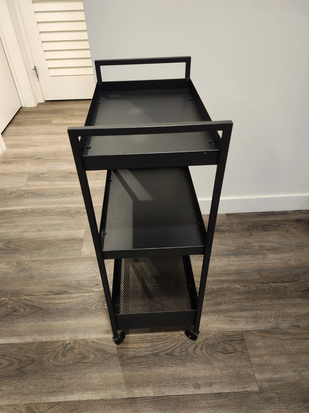 3-Tier Black Metal Rolling Utility Cart - photo 2