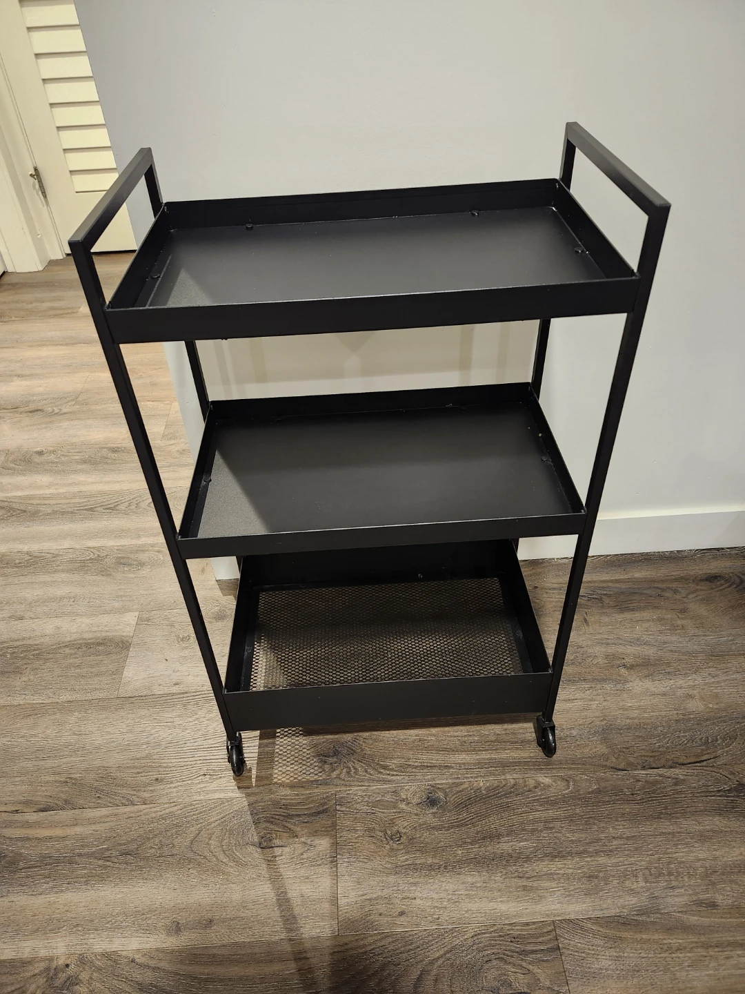 3-Tier Black Metal Rolling Utility Cart - photo 3