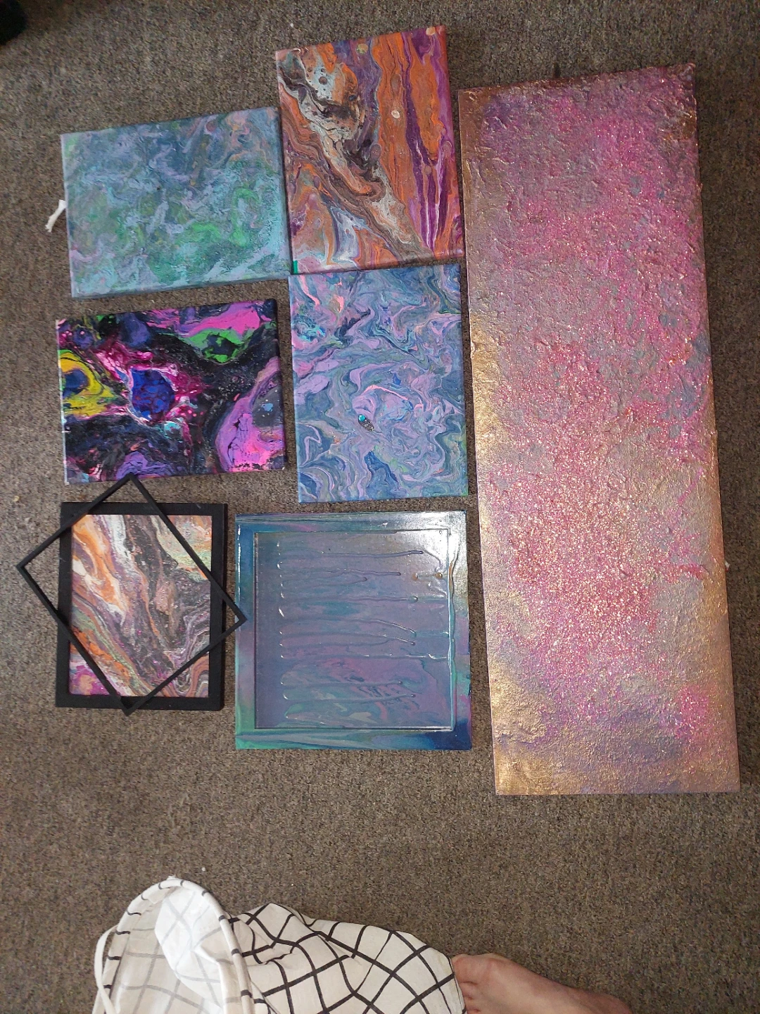 Abstract Pour Painting - Purple, Orange, Teal - photo 2