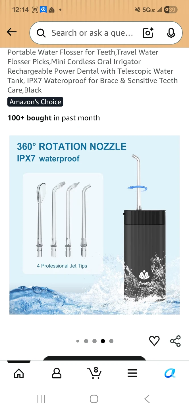 Simply Refreshing Water Flosser for Teeth - Black