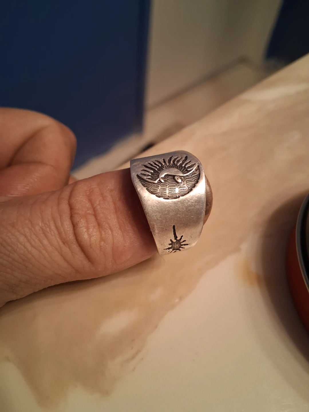 Sterling Silver Ring with Sun Design - photo 2