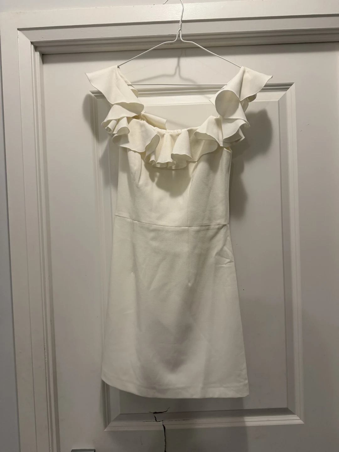 French Connection White Ruffle Dress