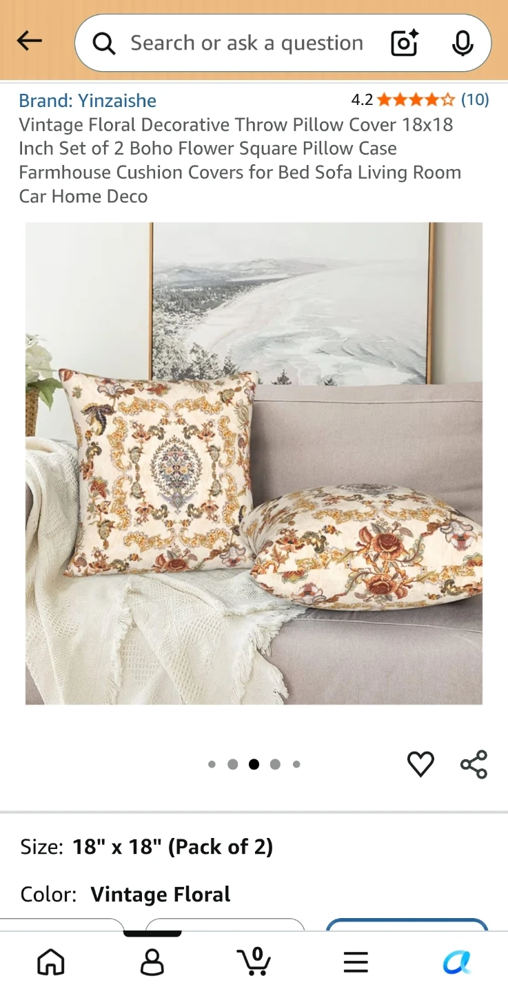 Vintage Floral Throw Pillow Covers (Set of 2) - photo 2