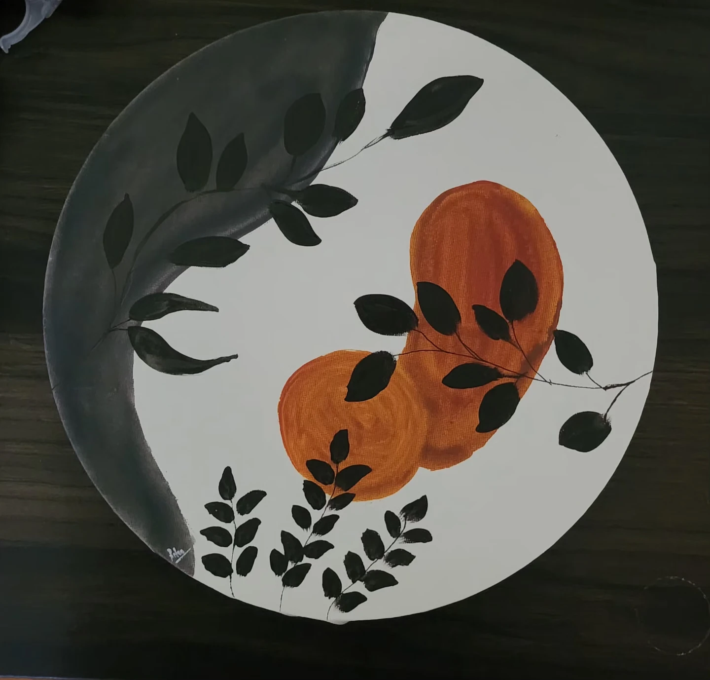 Abstract Leaf and Sun Painting