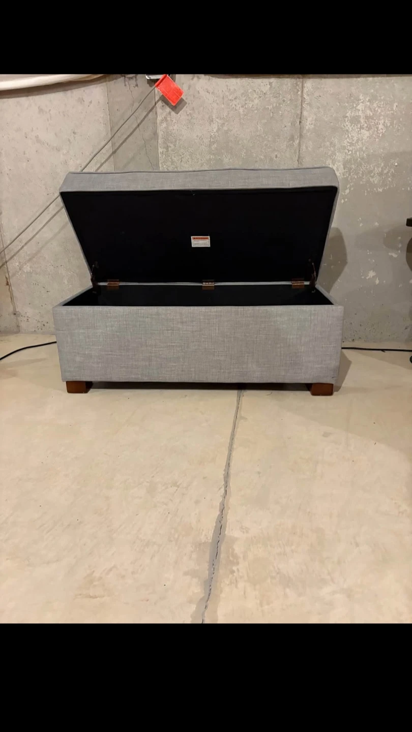 Gray Upholstered Storage Ottoman Bench - photo 2