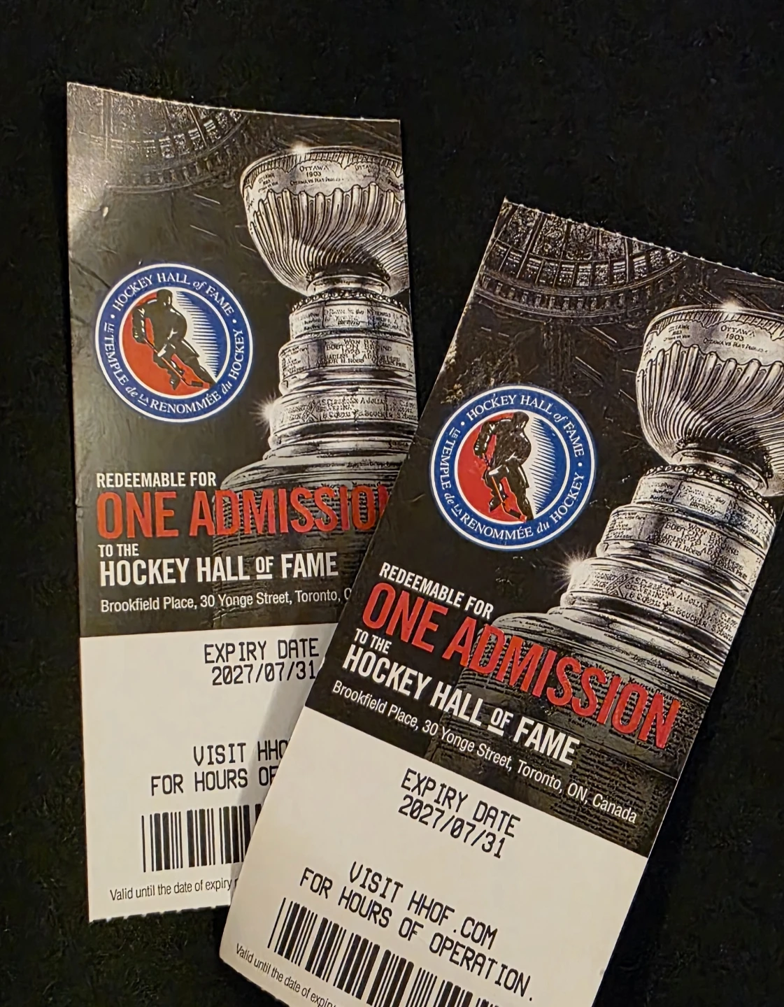 Two Hockey Hall of Fame Admission Tickets - Expires 2027
