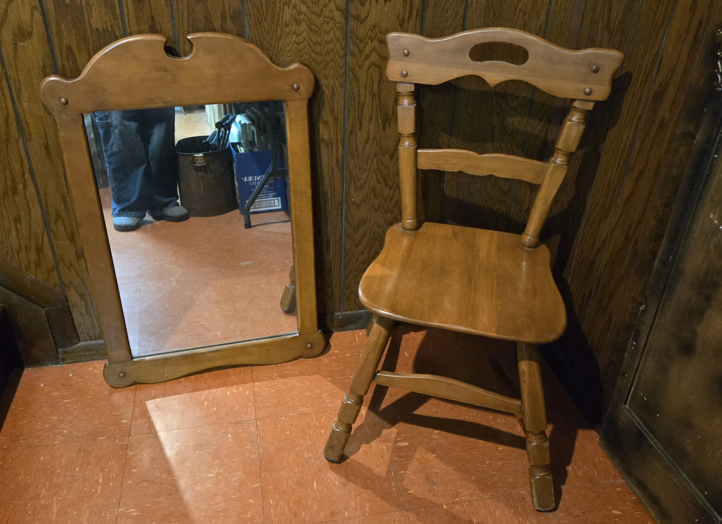 Vintage Maple Mirror & Chair - photo 2
