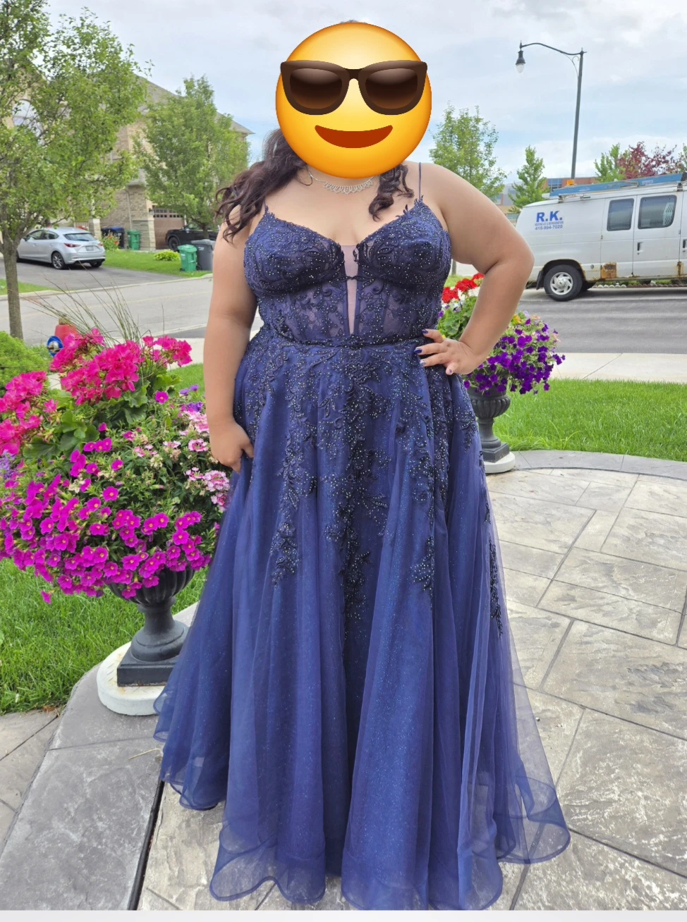 Prom - Navy Blue Beaded Ballgown