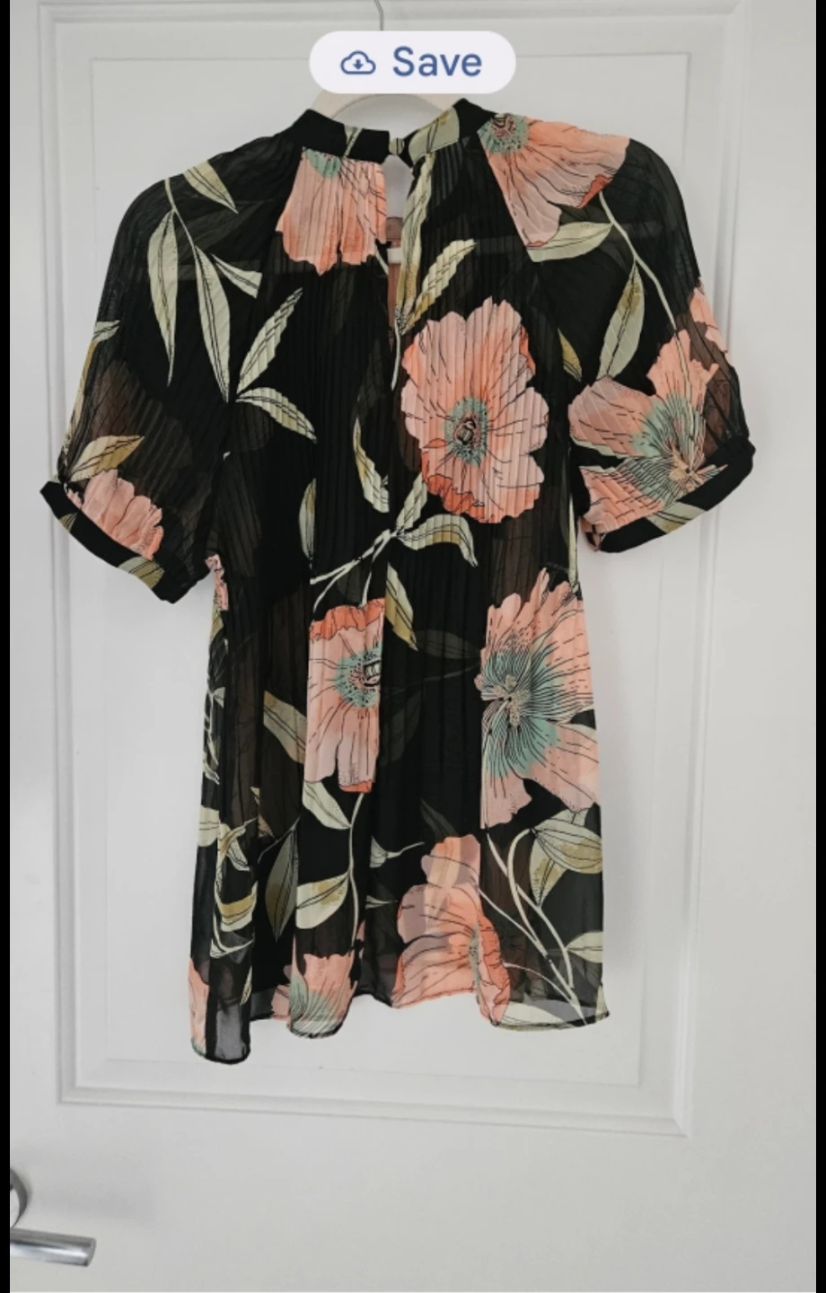 River Island Black Floral Pleated Top Canada Size 6 (UK Size 10)