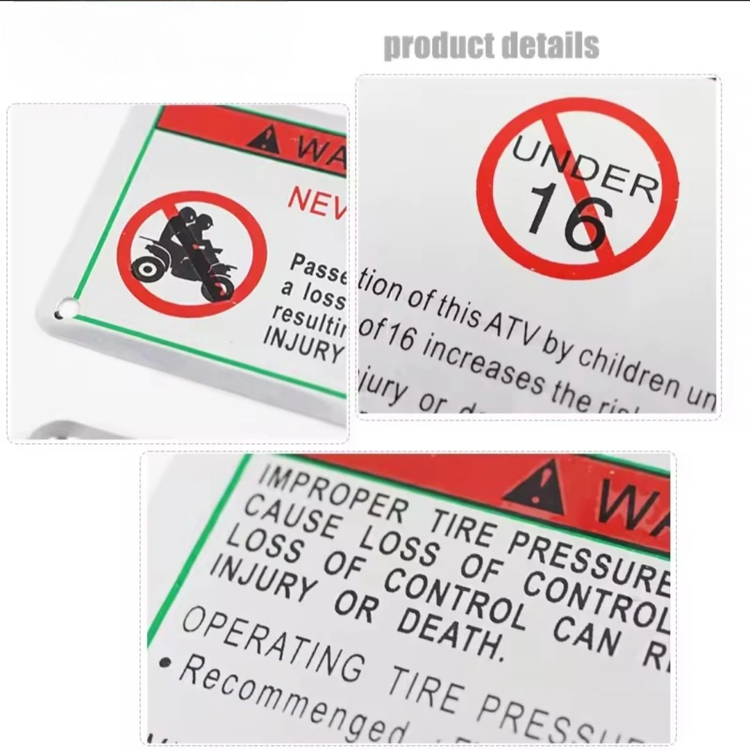 ATV Warning Labels (Set of 4) - photo 2