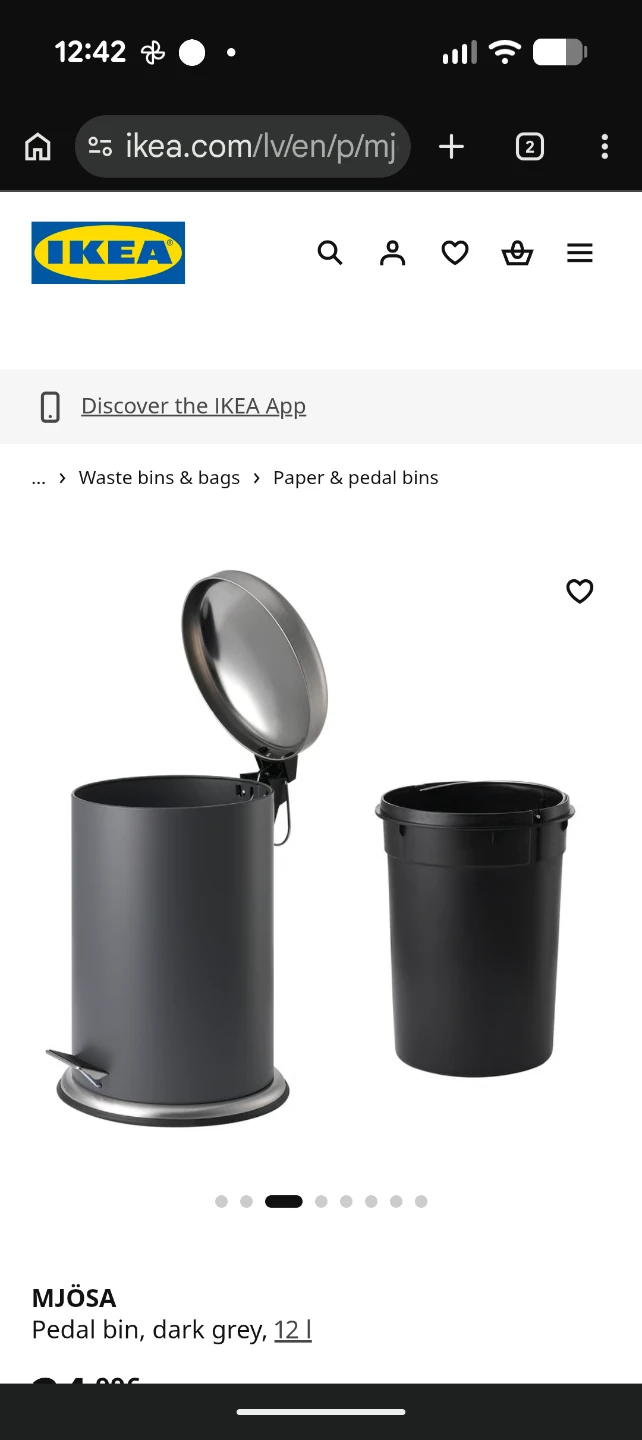 IKEA MJÖSA Pedal bin, dark grey, 12 l - photo 4