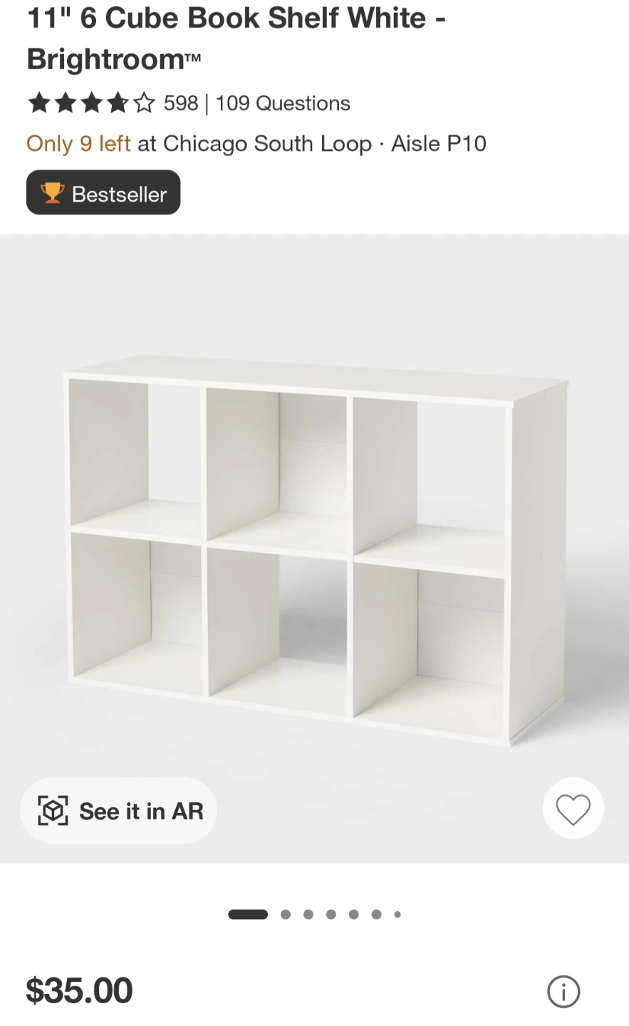 6 Cube Organizer Shelf - White