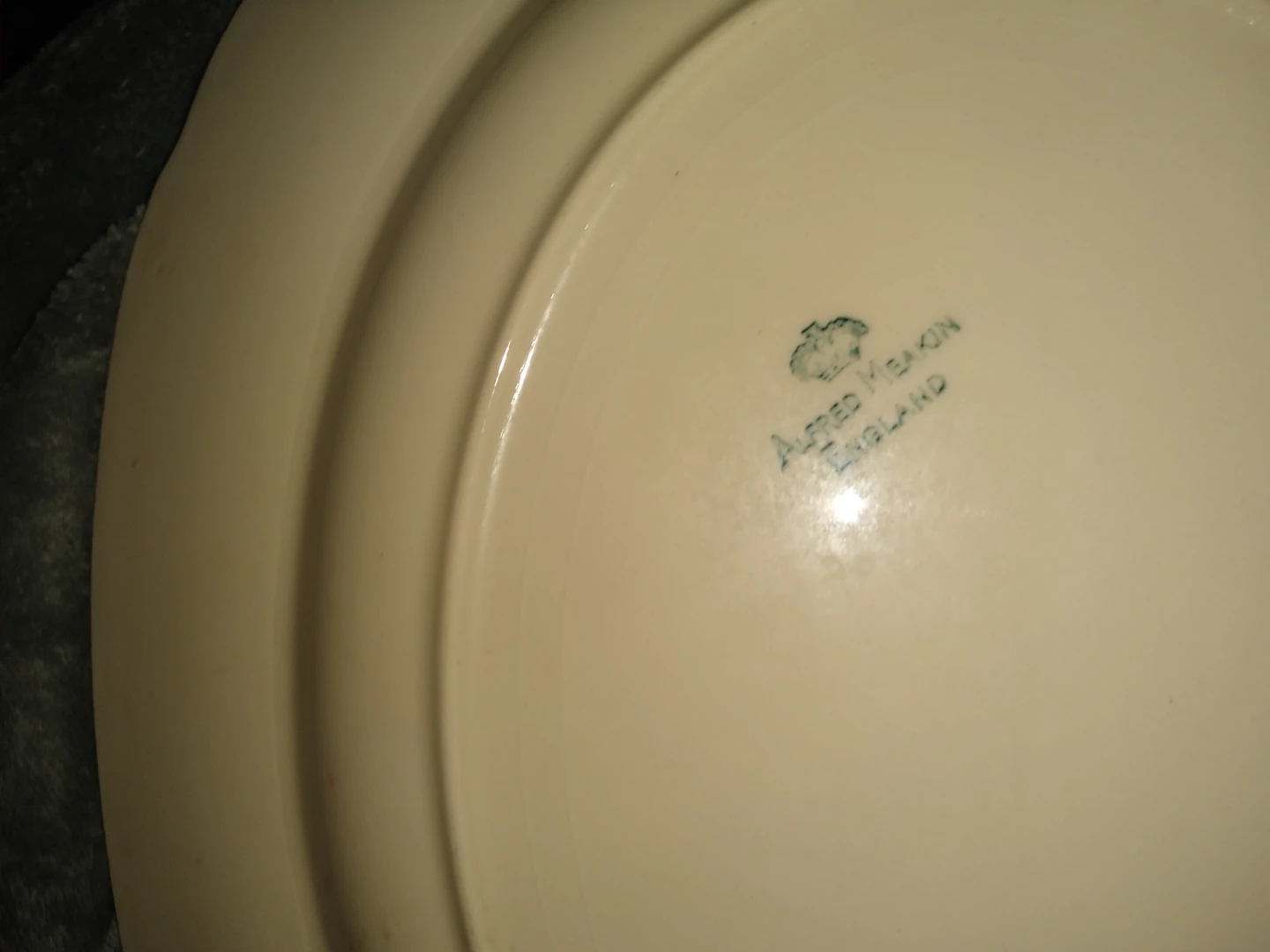Beautiful English bone china serving platter with gold trimmer