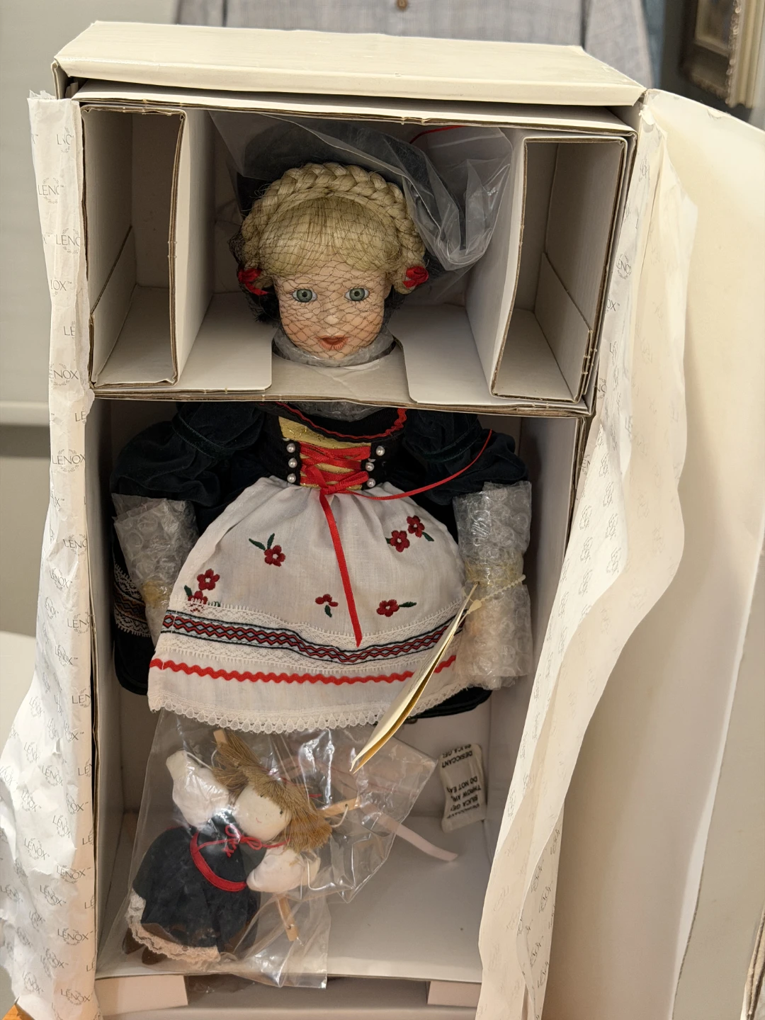 Lenox "Gretchen" Collectible Porcelain Doll with Companion Doll