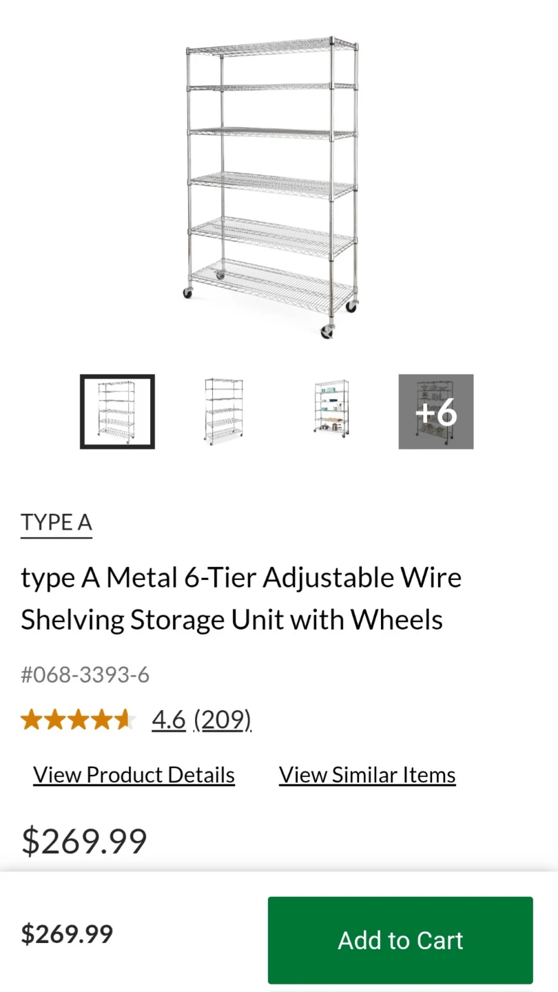Metal 6-Tier Adjustable Wire Shelving Storage Unit with Wheels - photo 2