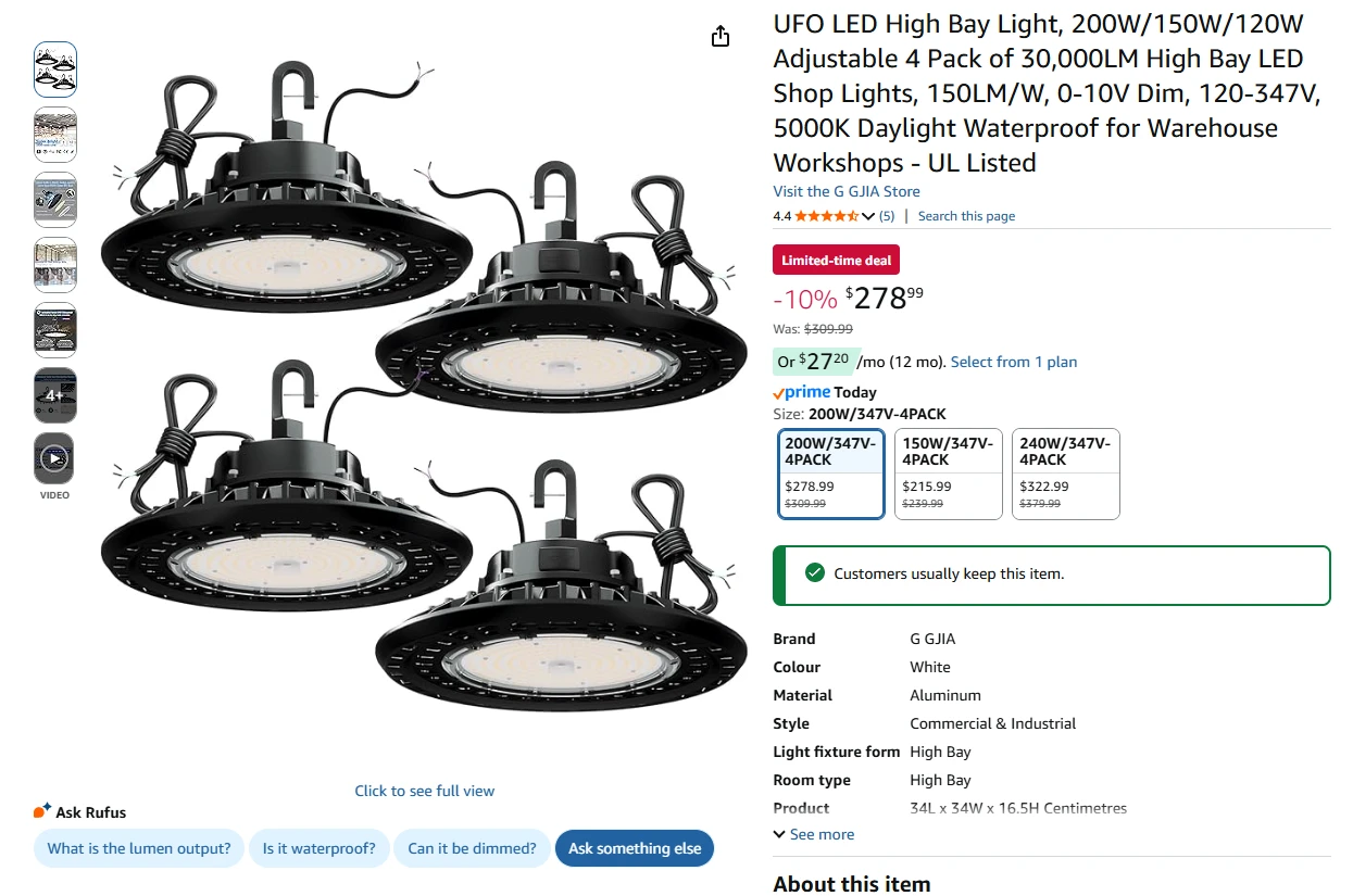 UFO LED High Bay Lights 4 Pack - photo 2