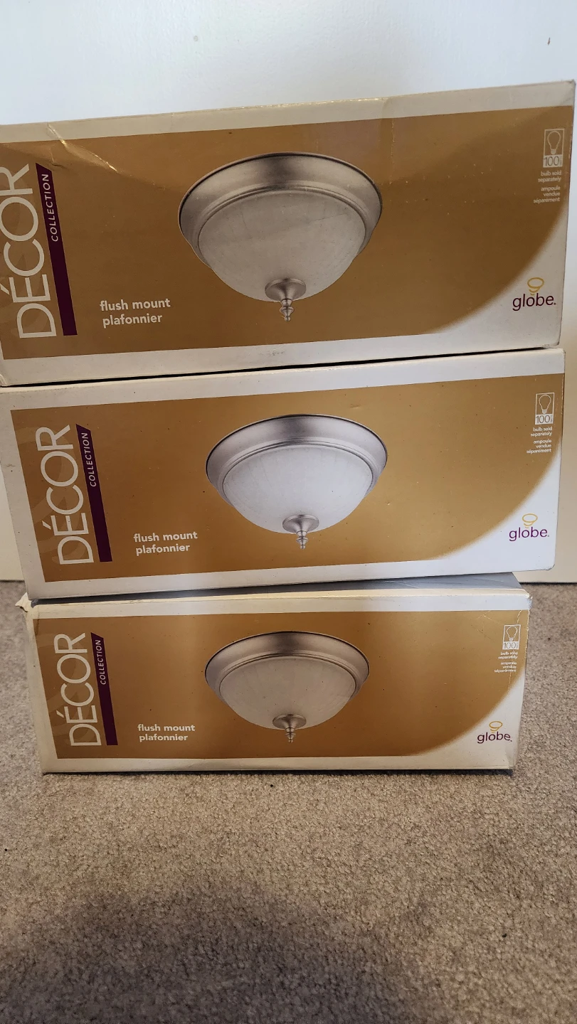 Globe Electric Flush Mount Pewter Finish Light Fixture
