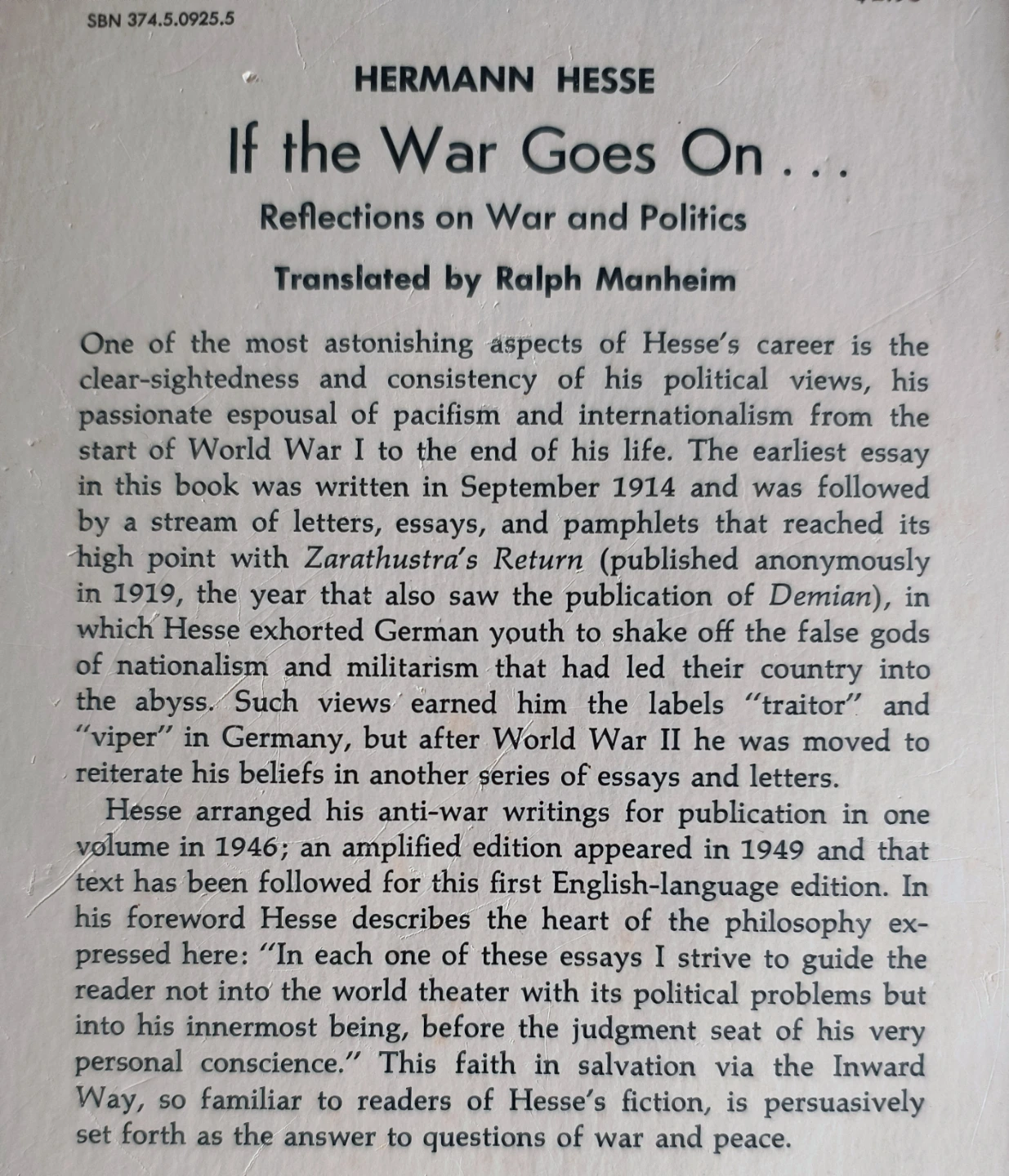 Hermann Hesse, If the War Goes On, & Beneath the Wheel - photo 2