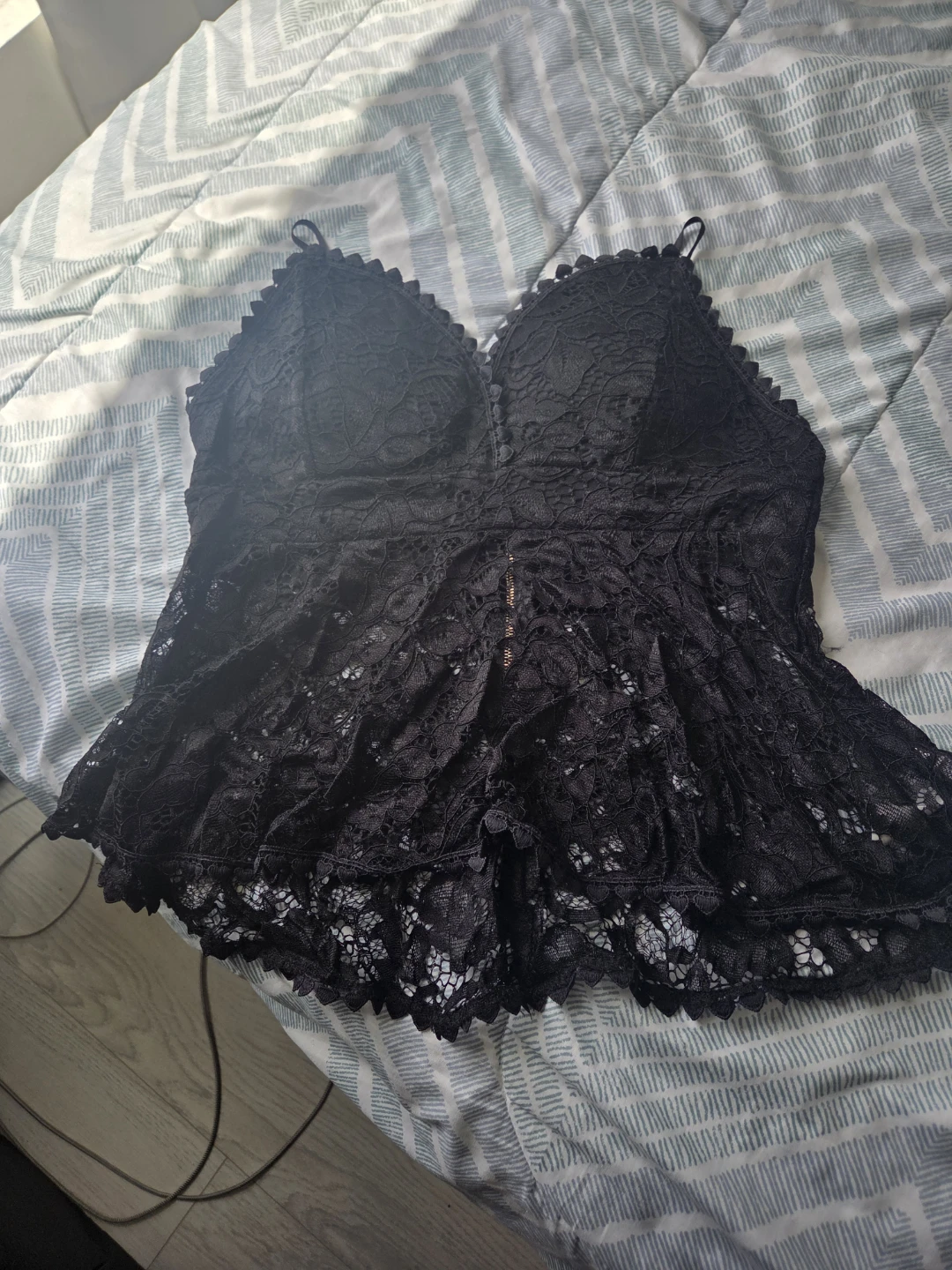 Black Lace Bralette Top XL/TG