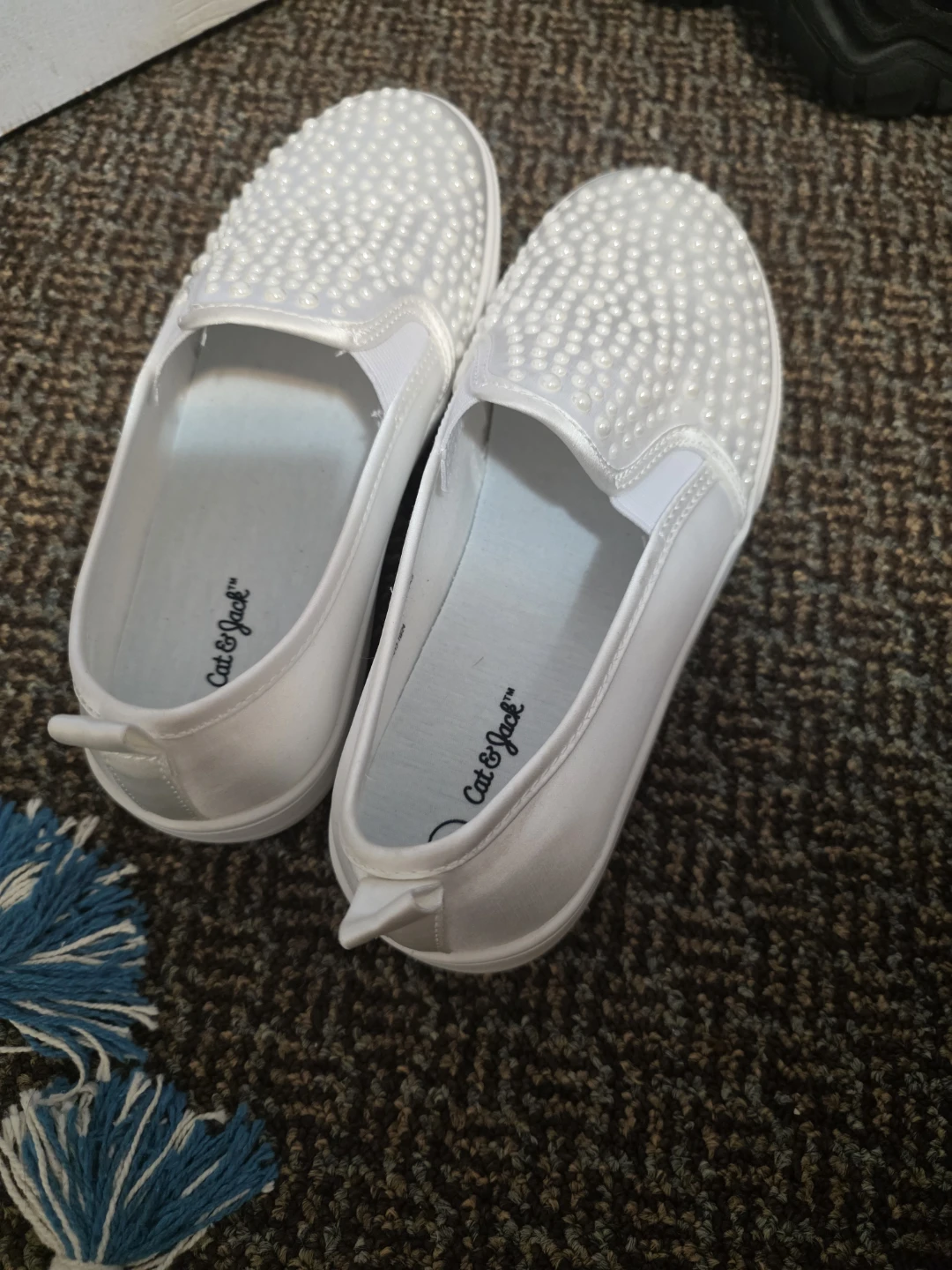 Cat & Jack White Embellished Slip-On Shoes