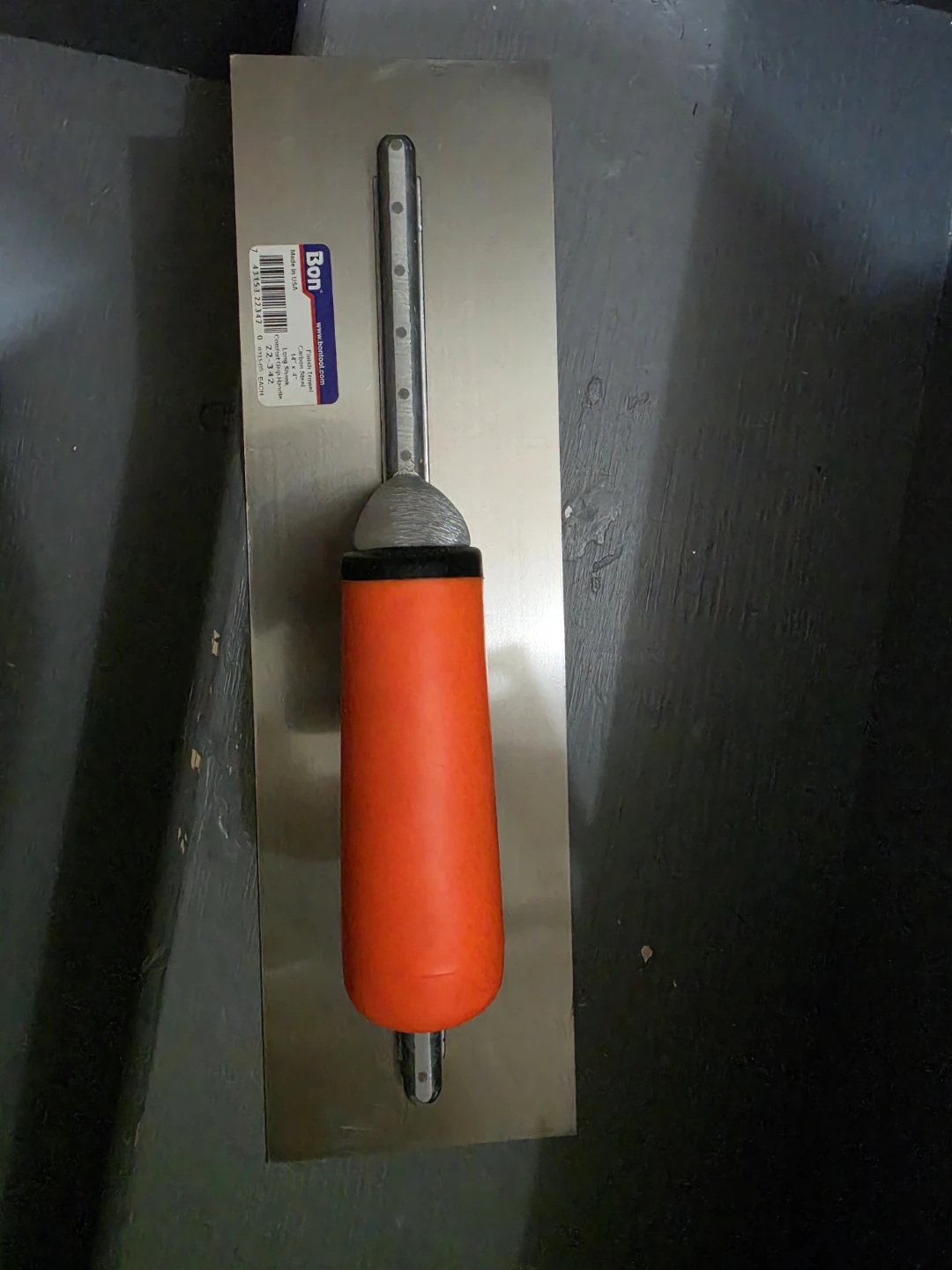 Bon 14" Carbon Steel Finish Trowel with Orange Handle